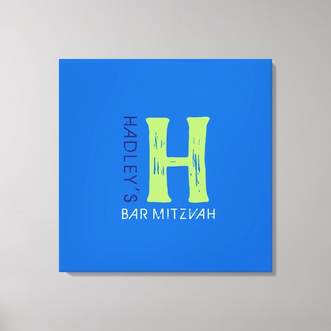 H Monogram, Initial Bar Bat Mitzvah Sign-In Board Leinwanddruck (Vorderseite)