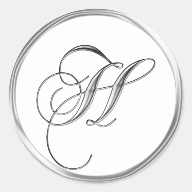 H Monogram Letter Sliver auf dem White Wedding Sie Runder Aufkleber (Vorderseite)