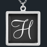 H Monogram Square Custom Pendant Necklace Versilberte Kette<br><div class="desc">H Monogram Square Custom Pendant Necklace.</div>