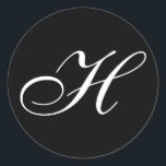 H Monogram Stickers<br><div class="desc">Diese schwarz-weiß Aufkleber verfügen über ein elegantes kursives H-Monogramm. Ideal für Gastgeschenke Hochzeiten,  etc.!</div>