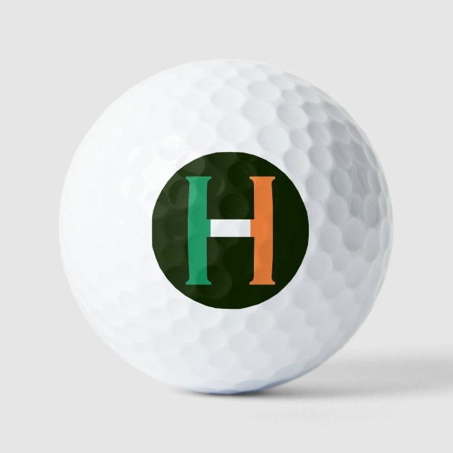 H Monogram überlagert auf irischer Flagge va gbcnt Golfball (Vorderseite)