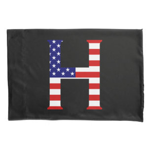 H Monogram überlagert auf US Flag Pccer Kissenbezug