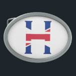 H Monogram überlagert sich auf der Flagge der Unio Ovale Gürtelschnalle<br><div class="desc">H Monogram überlagerte sich auf Union Jack Flag Belt Buckle Design © Trinkets and Things 2017 - AHP Design. Alle Rechte vorbehalten. 030417</div>