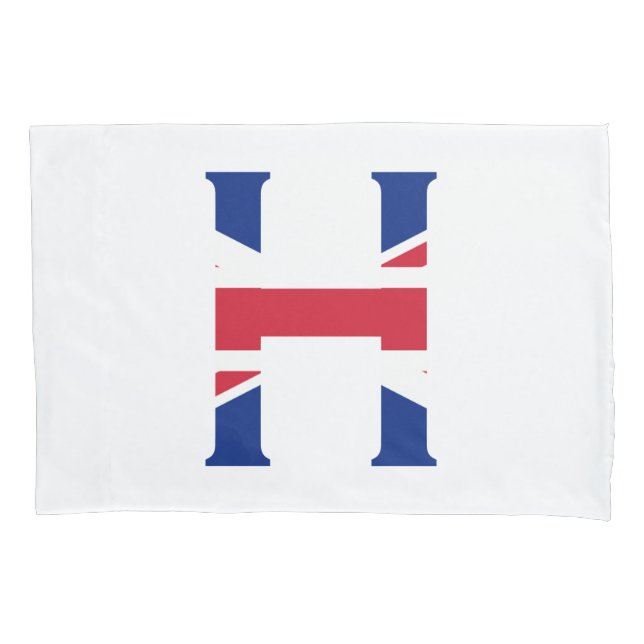 H Monogram überlagert sich auf der Unijack Flag-Ko Kissenbezug (Vorderseite)