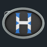 H Monogram überlagert sich auf schottischer Flagge Ovale Gürtelschnalle<br><div class="desc">H Monogram überlagerte sich auf schottischen Flag Belt Buckle Design © Trinkets and Things 2017 - AHP Design. Alle Rechte vorbehalten. 030417</div>