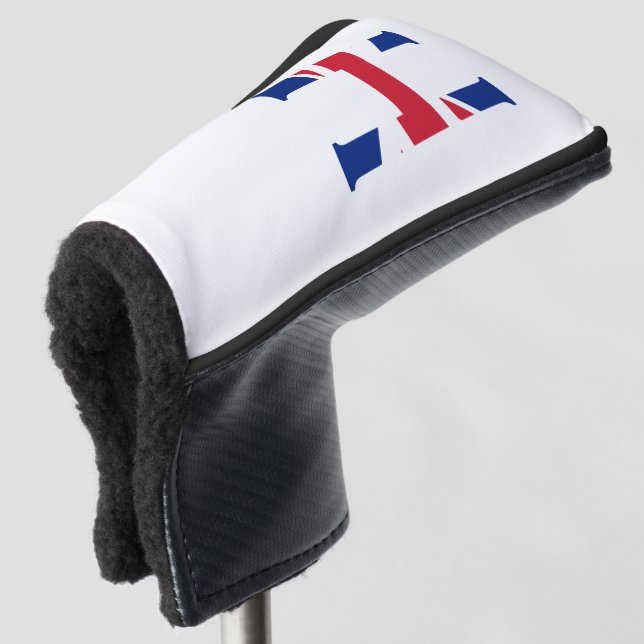H Monogram überlagert sich auf Union Jack Flag pcc Golf Headcover (3/4 Vorderseite)