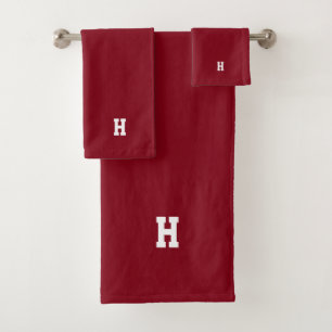 H Monogramm auf Karmesinrot Badhandtuch Set