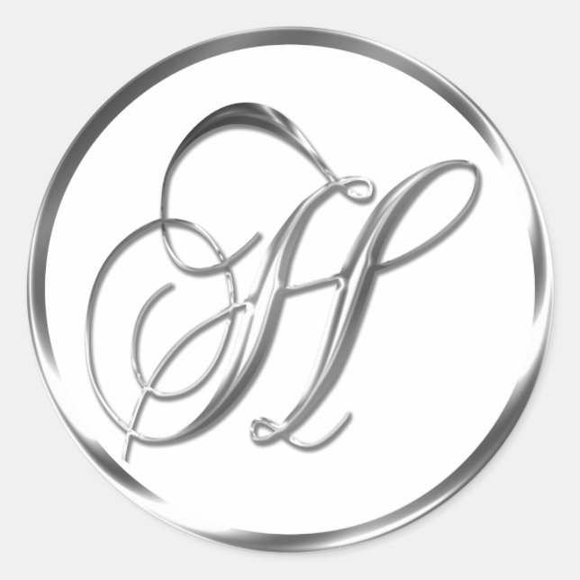 H Monogramm Imitate Silberumschlag oder Gutes Sieg Runder Aufkleber (Vorderseite)