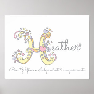 H Monogramm Kunst Heather Mädchen Name Bedeutung P Poster