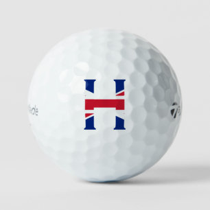H Monogramm überlagert auf der Flagge der Union tm Golfball