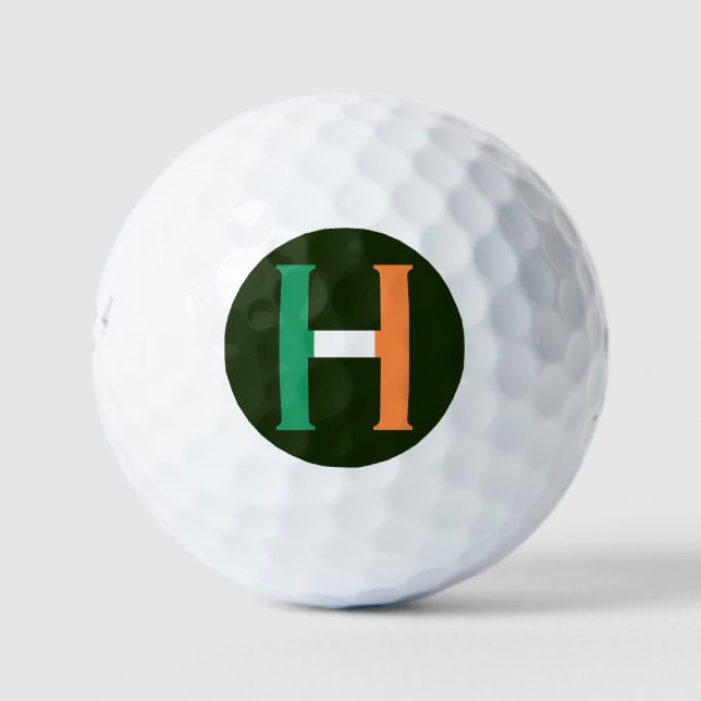 H Monogramm überlagert auf irischer Flagge sein6 g Golfball (Vorderseite)