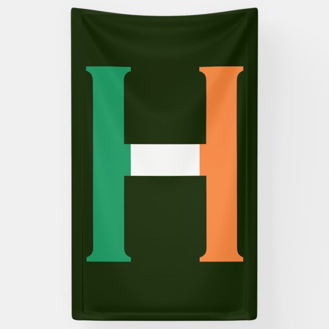 H Monogramm überlagert auf irischer Flagge (v) Banner (Vertikal)