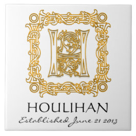 "H" Nachname Hochzeitstag Monogram Tile Fliese