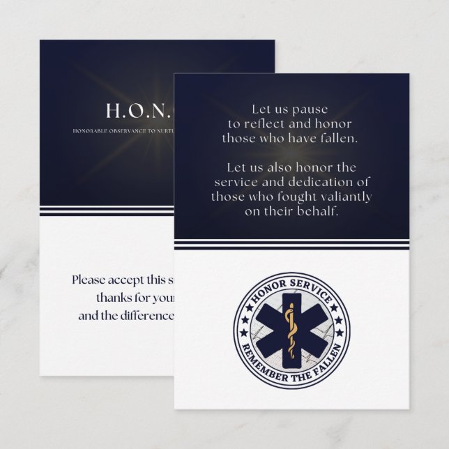 H.O.N.O.R. Karte flach (Vorne/Hinten)
