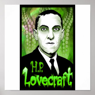 H.P. Lovecraft-Portrait (grün) Poster
