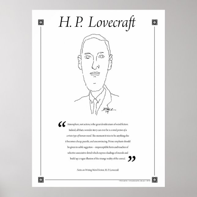 H. P. Lovecraft Writing Quote Poster (Vorne)