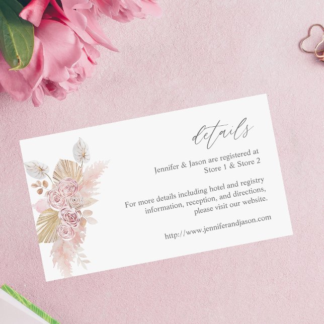 H Pink Boho Floral SM Umschließungskarte 2 Begleitkarte (Von Creator hochgeladen)