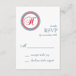 H RSVP-Karten für den Punktkreis des Monogramms (r RSVP Karte