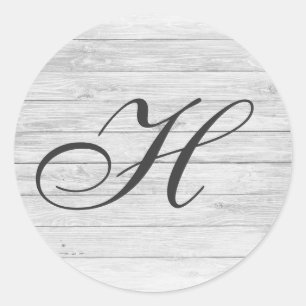 H) Rustikales Holzmonogramm   Monogram Shop Runder Aufkleber