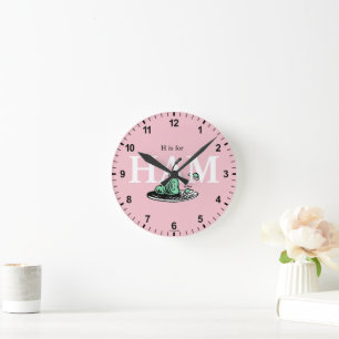 "H steht für HAM"   Alphabet-Design Runde Wanduhr