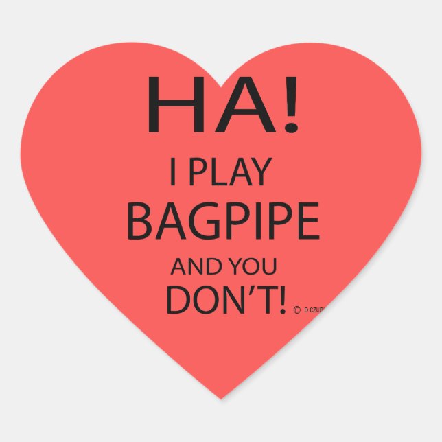Ha Bagpipe Heart Sticker (Vorderseite)