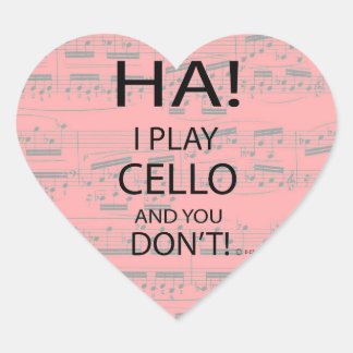 Ha Cello Heart Sticker