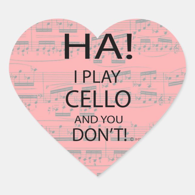 Ha Cello Heart Sticker (Vorderseite)