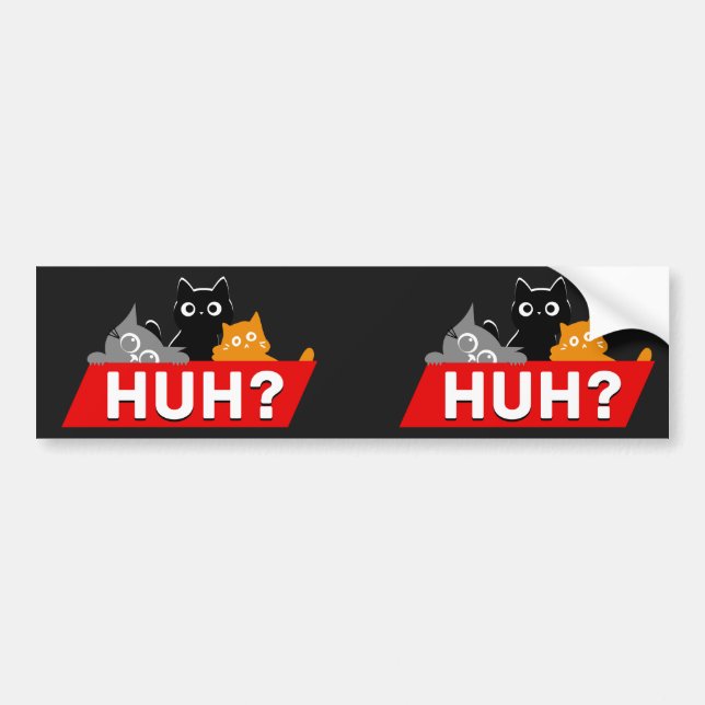 "Hä?" Dummes Multicolor-Cartoon-Katzen-Meme Autoaufkleber (Vorne)