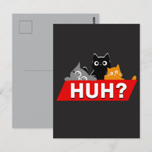 "Hä?" Dummes Multicolor-Cartoon-Katzen-Meme Postkarte