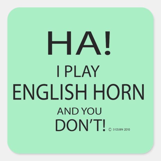 Ha English Horn Square Sticker (Vorderseite)