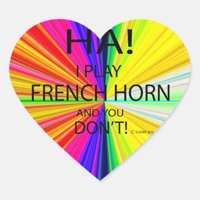 Ha French Horn Heart Sticker (Vorderseite)