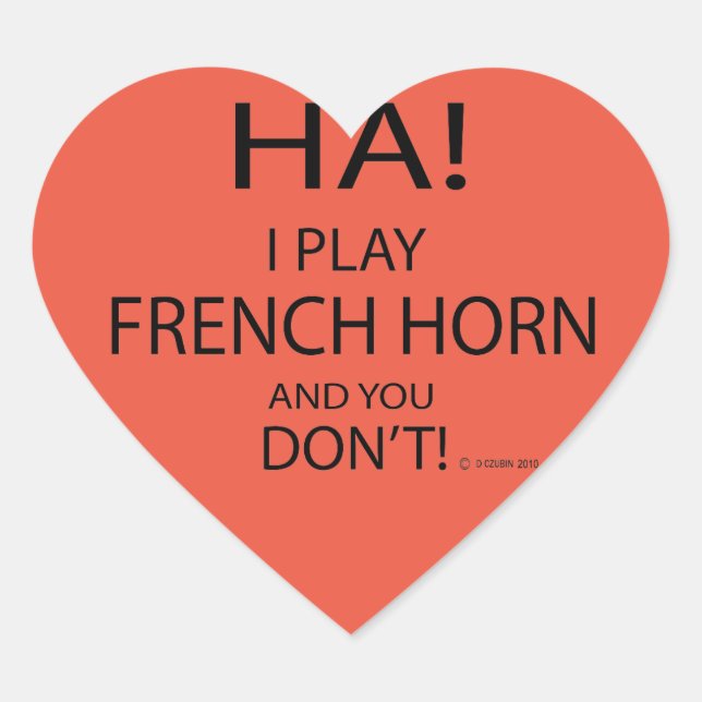 Ha French Horn Heart Sticker (Vorderseite)