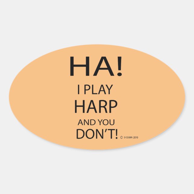 Ha Harp Oval Sticker (Vorderseite)