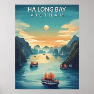 Ha Long Bay Vietnam Asia Vintage Travel Poster