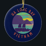 Ha Long Bay Vietnam Junk Boat Travel Art Vintag Keramik Ornament<br><div class="desc">Ha Long Bay Vektorgrafik Design. Langvietnam,  im Nordosten Vietnams,  ist bekannt für seine smaragdgrünen Gewässer und tausende von mächtigen Kalksteininseln,  die von Regenwäldern bedeckt sind.</div>