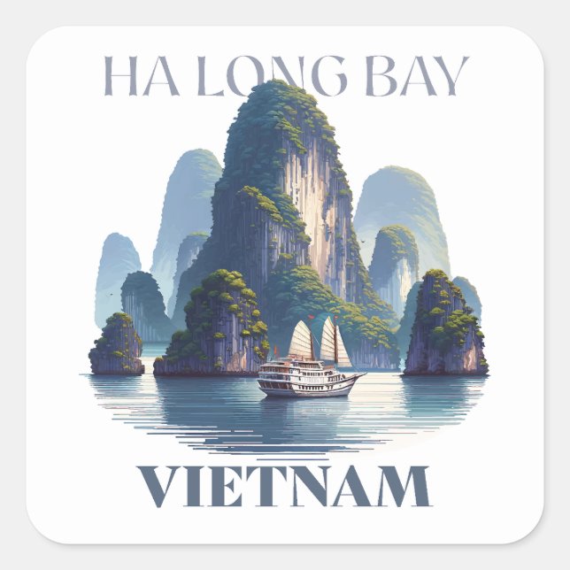 Ha Long Bay Vietnam Quadratischer Aufkleber (Vorderseite)