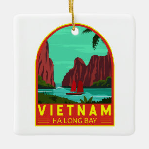 Ha Long Bay Vietnam Reisen Vintag Art Keramikornament