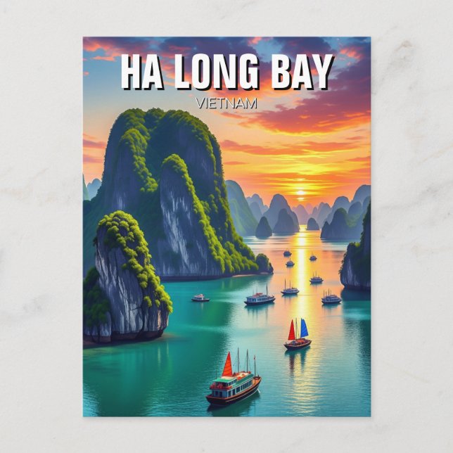 Ha Long Bay Vietnam Sunset Postkarte (Vorderseite)
