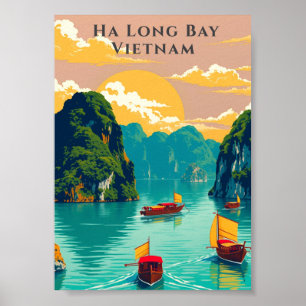 Ha Long Bay Vietnam Traditionelle Boote Landschaft Poster