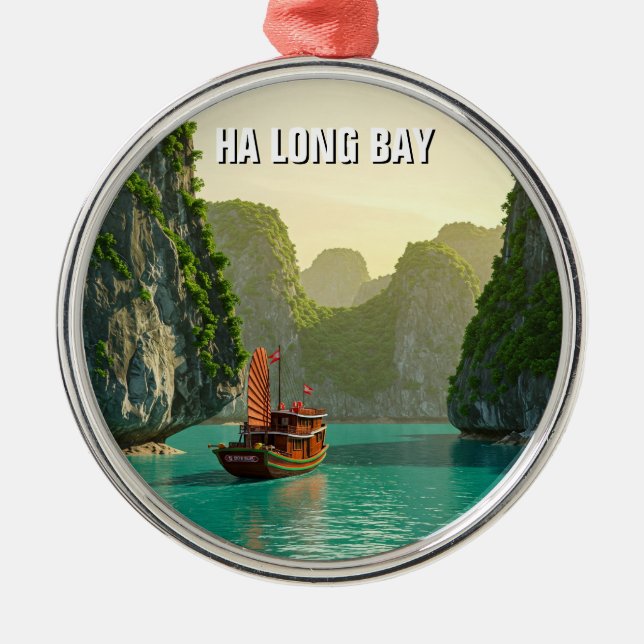 Ha Long Bay Vietnam Travel Ornament Aus Metall (Vorne)