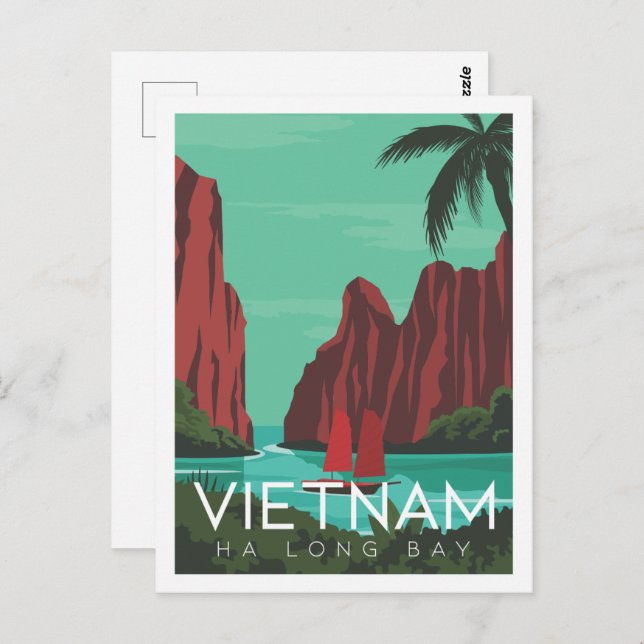 Ha long Bay Vietnam Travel Place Illustration Postkarte (Vorne/Hinten)
