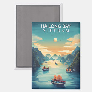 Ha Long Bay Vietnam Vintage Travel Magnet