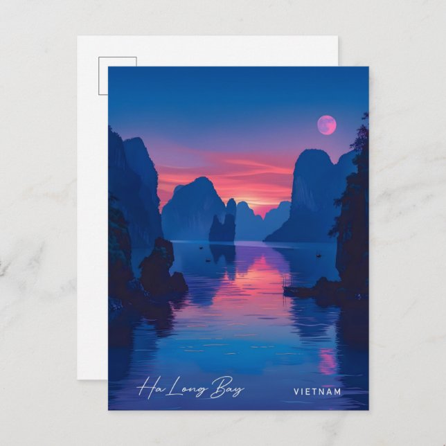 Ha Long Bay Vietnam Vintage Travel Postkarte (Vorne/Hinten)
