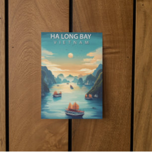 Ha Long Bay Vietnam Vintage Travel Postkarte