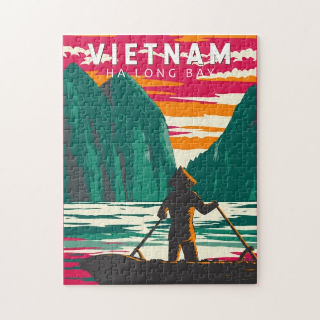 Ha Long Bucht Vietnam Boot Händler Reise Kunst Vin Puzzle (Vertikal)