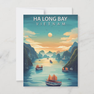 Ha Long Bucht Vietnam Boote Vintage Postkarte