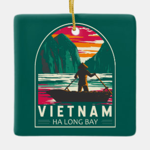 Ha Long Bucht Vietnam Bootsverkäufer Reise Kunst V Keramikornament