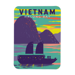 Ha Long Bucht Vietnam Dschunke Reise Kunst Vintage Magnet
