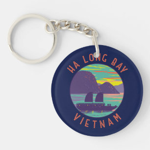 Ha Long Bucht Vietnam Dschunke Reise Kunst Vintage Schlüsselanhänger