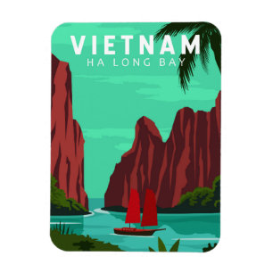 Ha Long Bucht Vietnam Reise Vintage Kunst Magnet